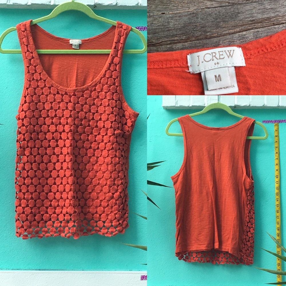 J. Crew Dot Lace Overlay Tank Top Size M